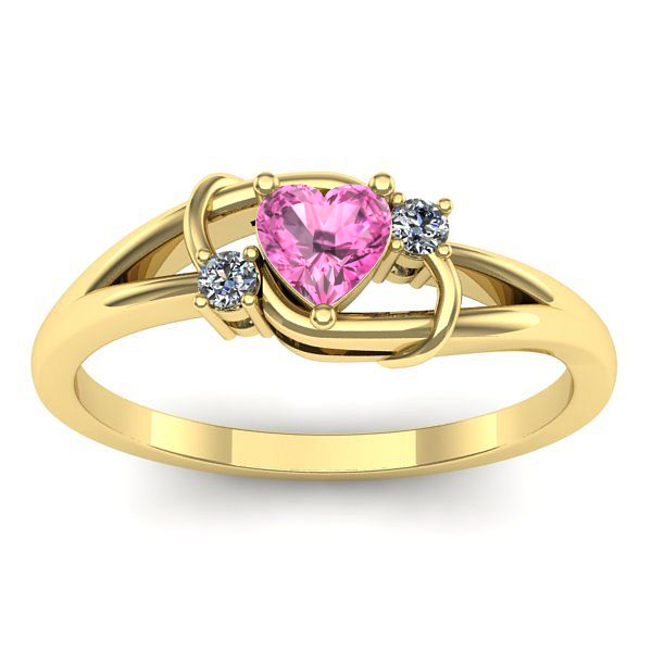 Inel cu safir roz inima
