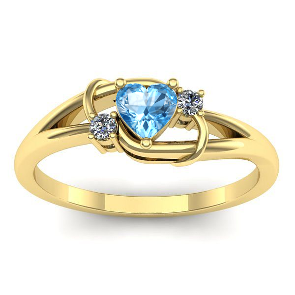 Inel cu topaz blue inima
