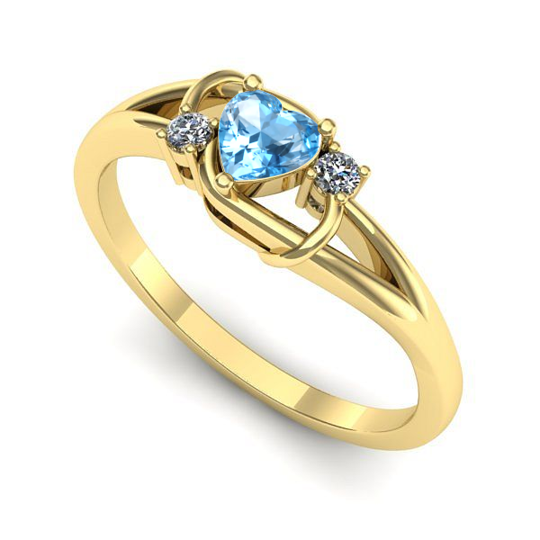 Inel din aur galben cu topaz blue
