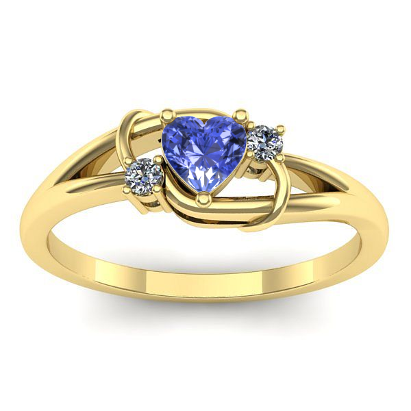 Inel cu tanzanit inima