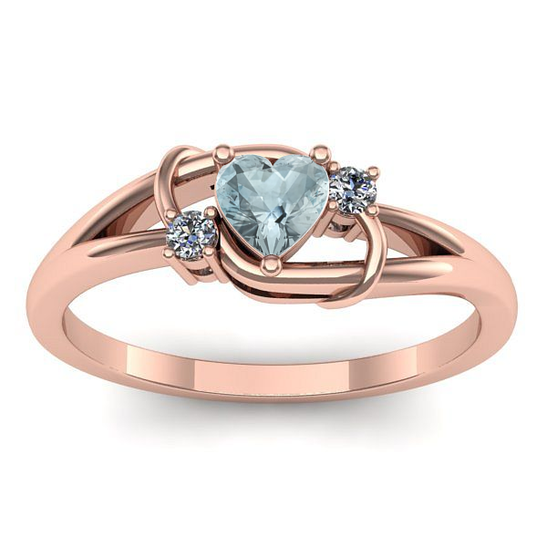 Inel de logodna cu aquamarin inima