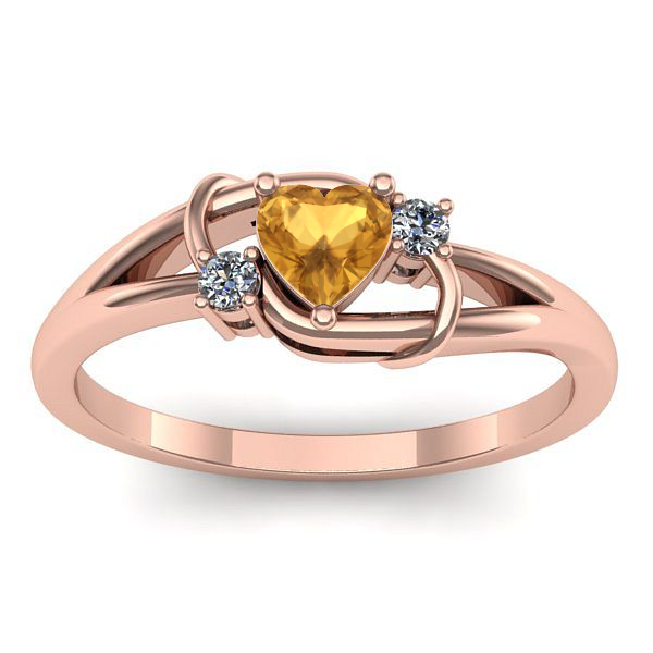 Inel logodna cu citrin inima
