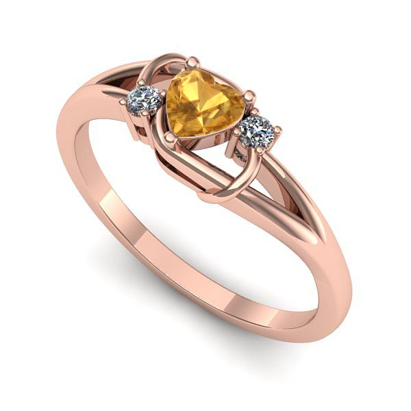 Inel de logodna din aur roz cu citrin