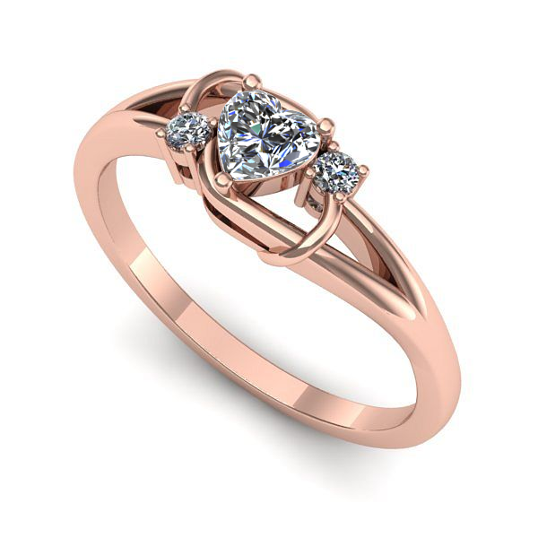 Inel logodna din aur roz cu diamant