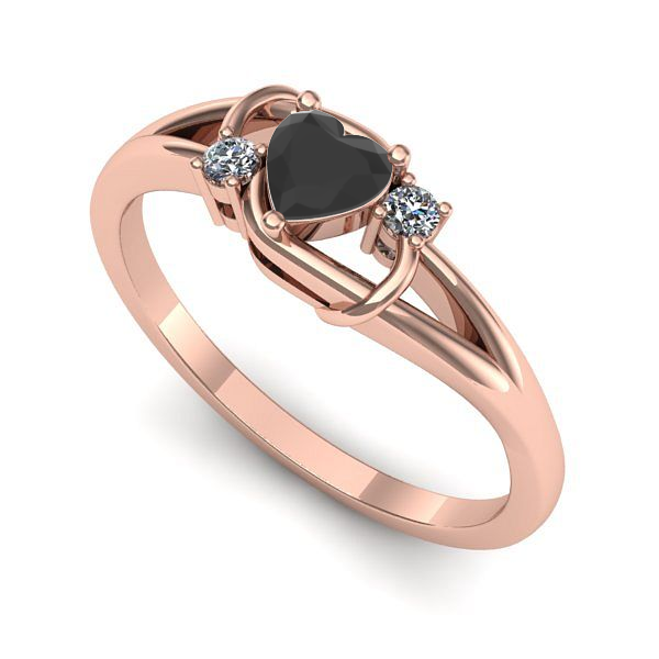 Inel de logodna din aur roz cu diamant negru