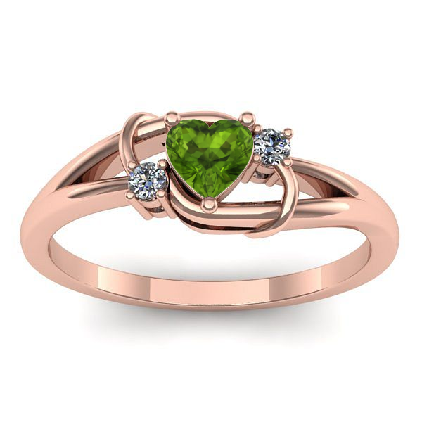 Inel logodna cu peridot inima