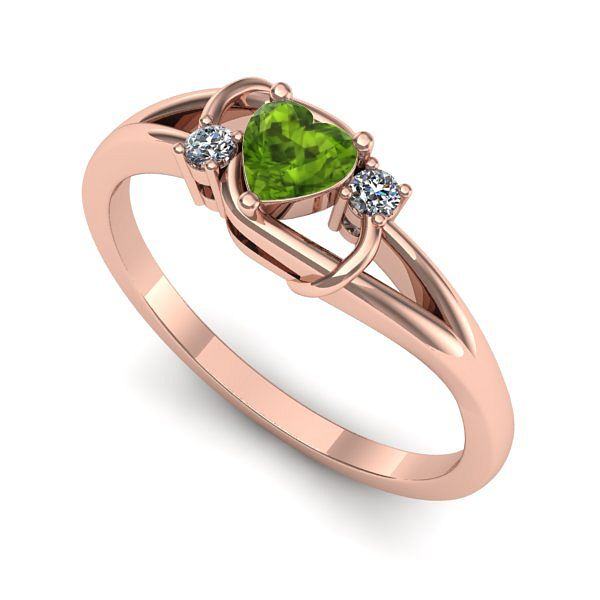 Inel de logodna din aur roz cu peridot