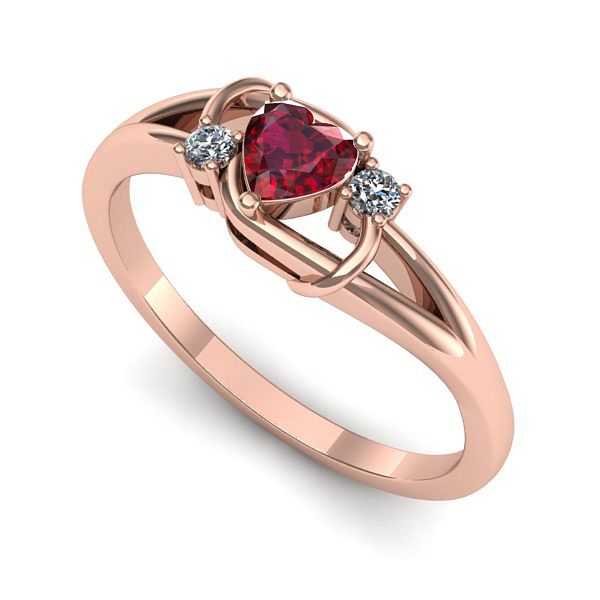 Inel de logodna din aur roz cu rubin
