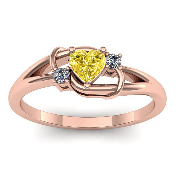 Inel logodna cu safir galben inima