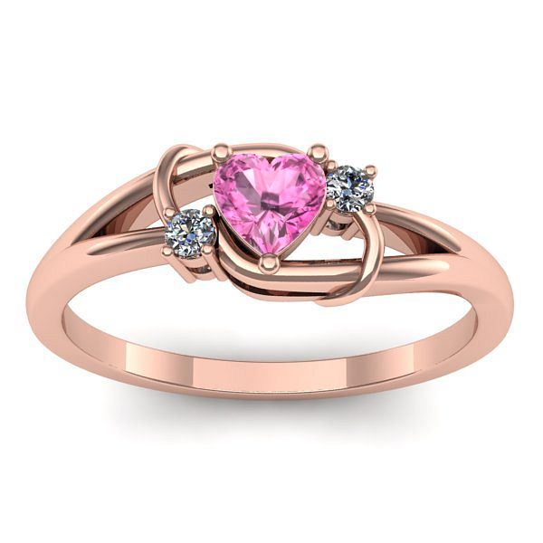 Inel logodna cu safir roz inima