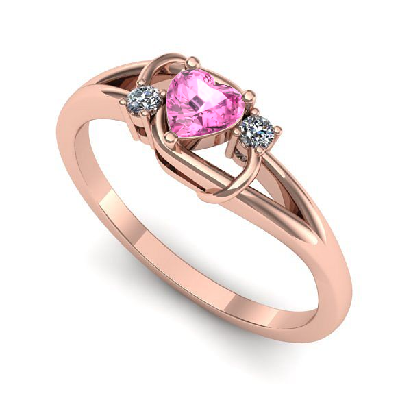Inel logodna din aur roz cu safir roz