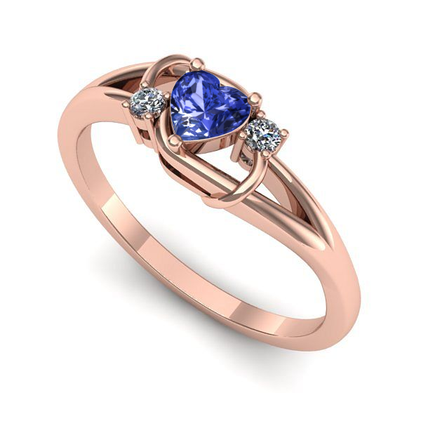 Inel din aur roz cu tanzanit