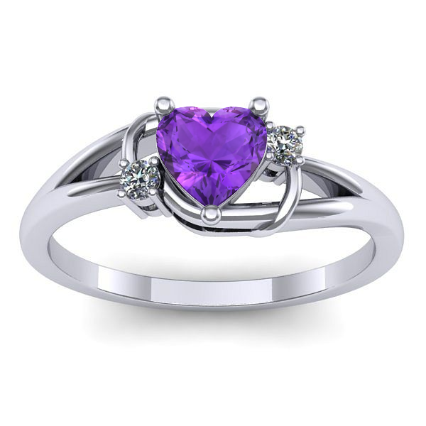 Inel de logodna cu ametist inima