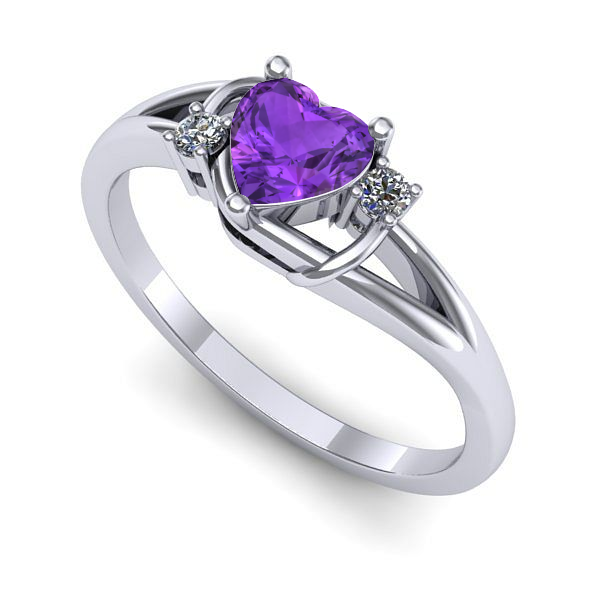 Inel de logodna din aur alb cu ametist