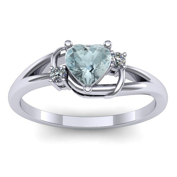 Inel cu aquamarin inima