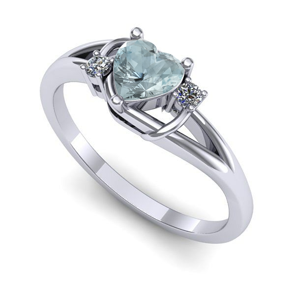 Inel logodna din aur alb cu aquamarin