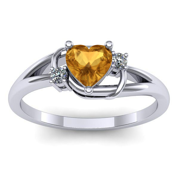 Inel logodna cu citrin inima