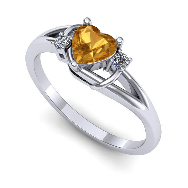 Inel logodna din aur alb cu citrin