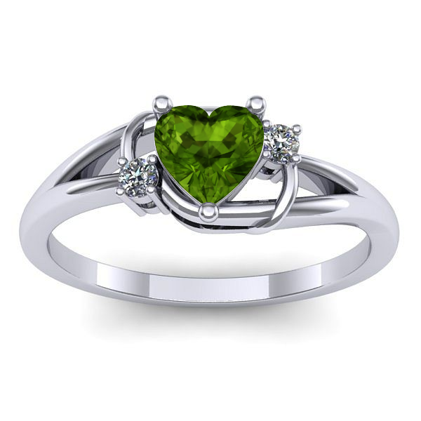 Inel logodna cu peridot inima