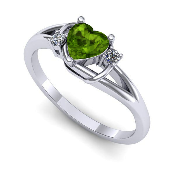 Inel logodna din aur alb cu peridot