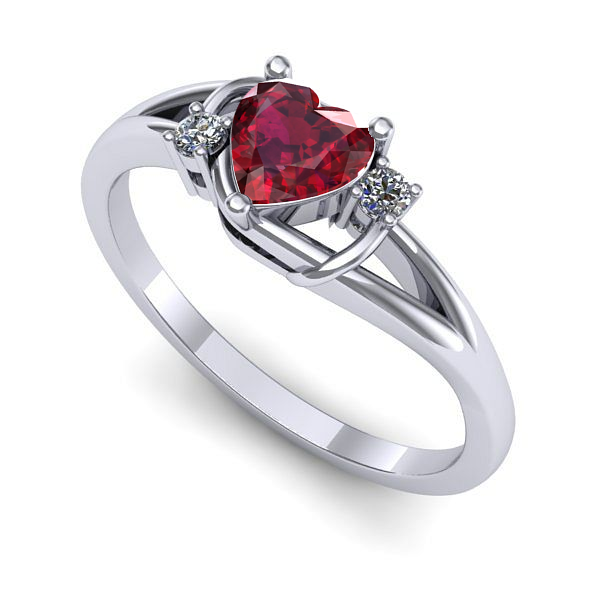 Inel logodna din aur alb cu rubin