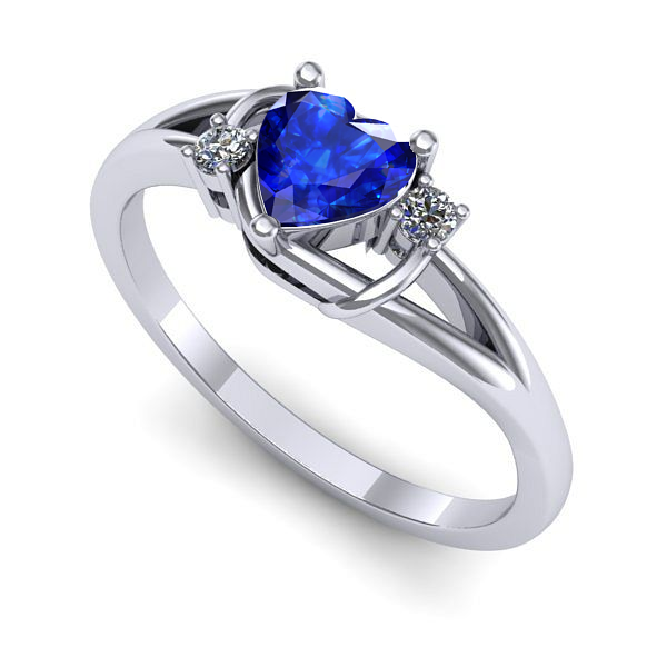 Inel din aur alb cu safir