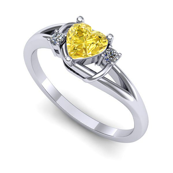 Inel de logodna din aur alb cu safir galben