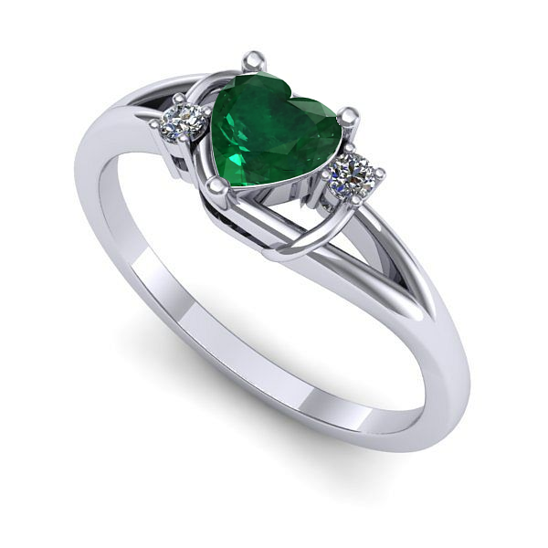 Inel de logodna din aur alb cu smarald