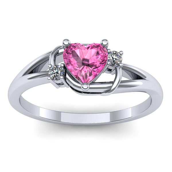 Inel cu safir roz inima