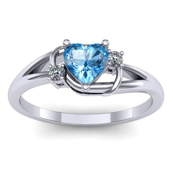 Inel de logodna cu topaz blue inima
