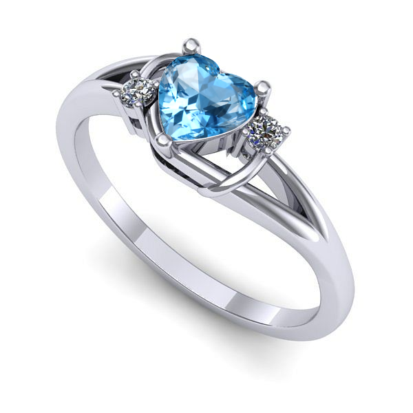 Inel din aur alb cu topaz blue