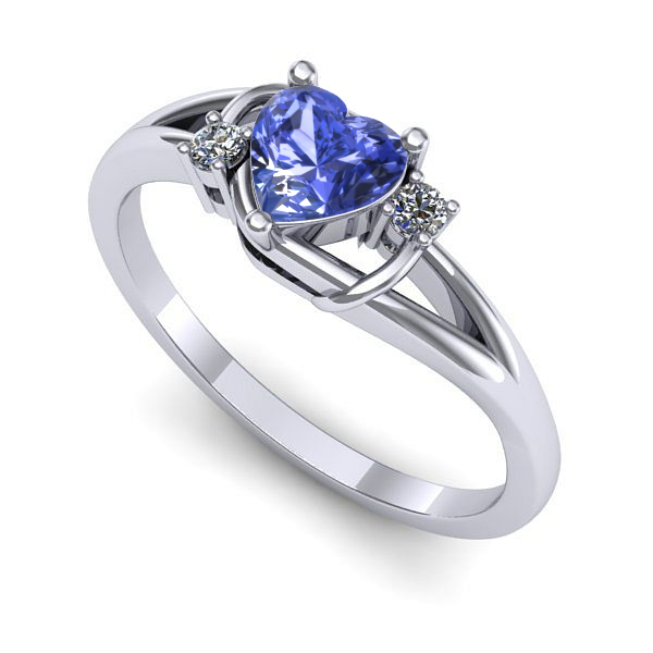 Inel logodna din aur alb cu tanzanit
