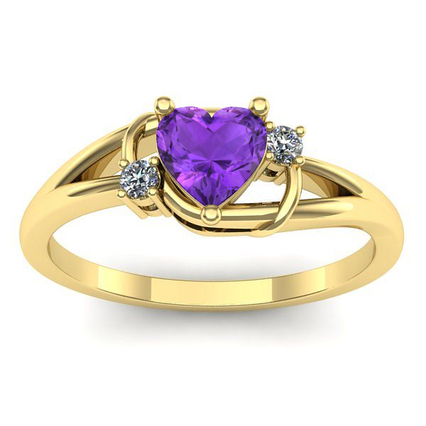 Inel logodna cu ametist inima