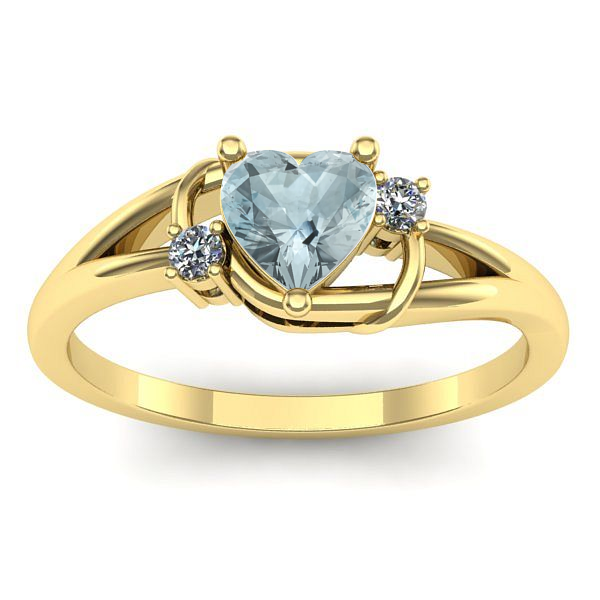 Inel de logodna cu aquamarin inima