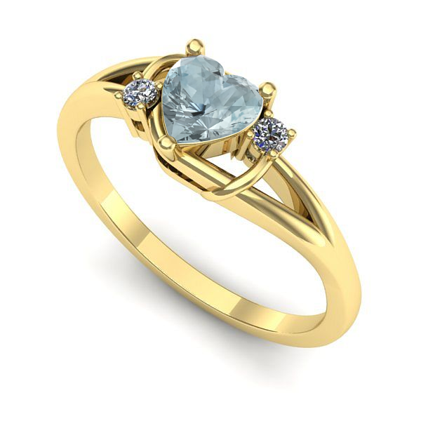 Inel logodna din aur galben cu aquamarin