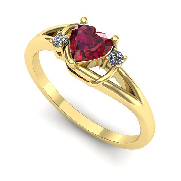 Inel logodna din aur galben cu rubin