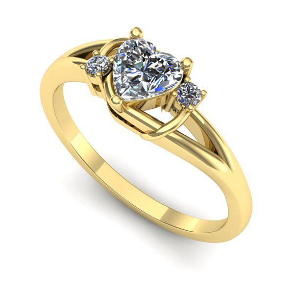 Inel din aur galben cu diamant de laborator