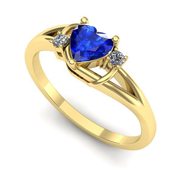 Inel de logodna din aur galben cu safir