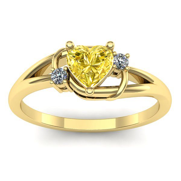 Inel de logodna cu safir galben inima