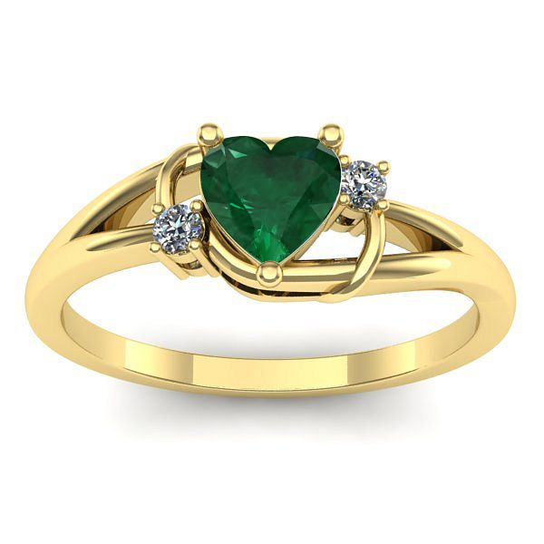 Inel logodna cu smarald inima