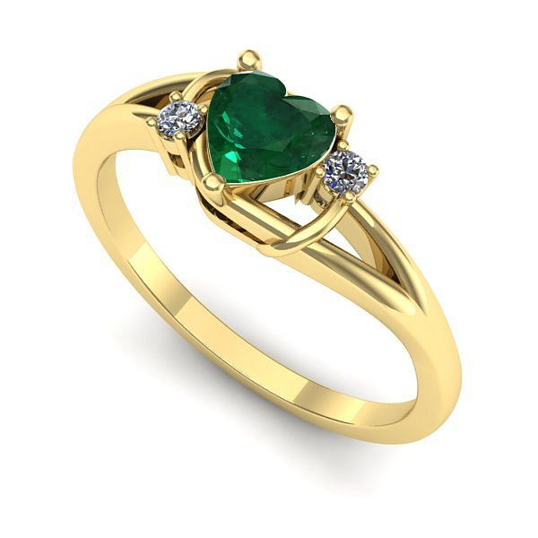 Inel de logodna din aur galben cu smarald