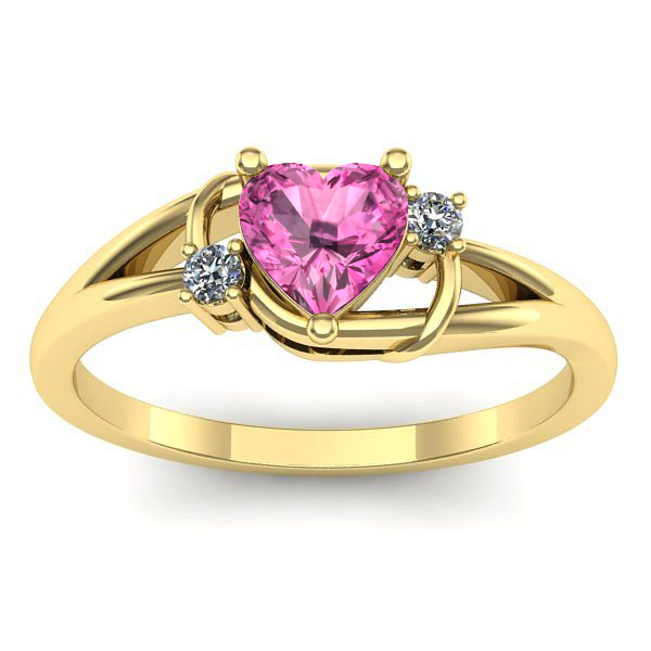 Inel logodna cu safir roz inima