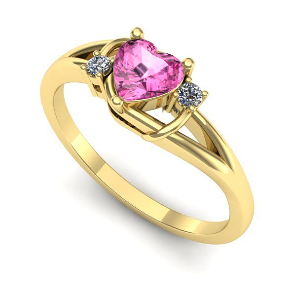 Inel din aur galben cu safir roz