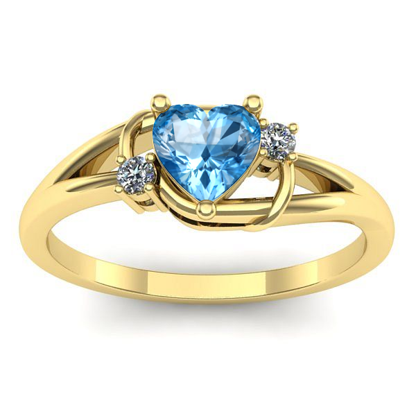 Inel cu topaz blue inima