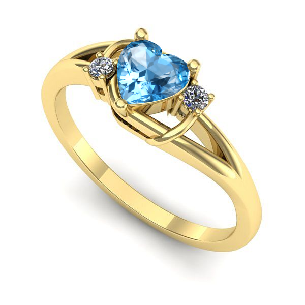 Inel din aur galben cu topaz blue