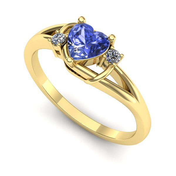 Inel de logodna din aur galben cu tanzanit
