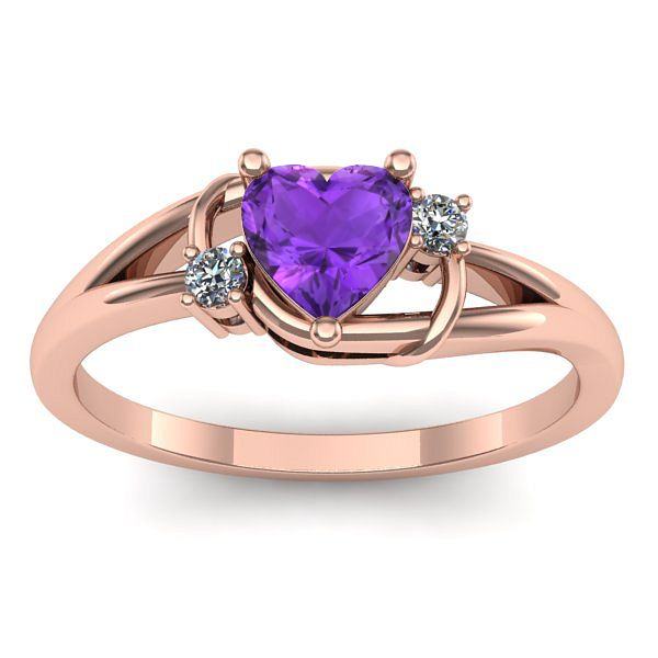 Inel logodna cu ametist inima
