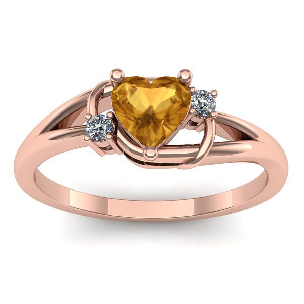 Inel logodna cu citrin inima