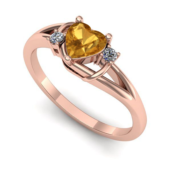 Inel logodna din aur roz cu citrin