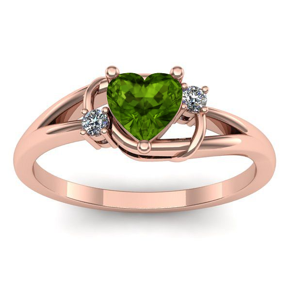 Inel de logodna cu peridot inima